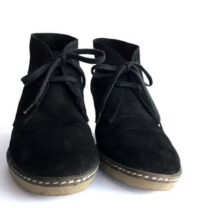 J. Crew black suede leather wedge heel laced chukka booties